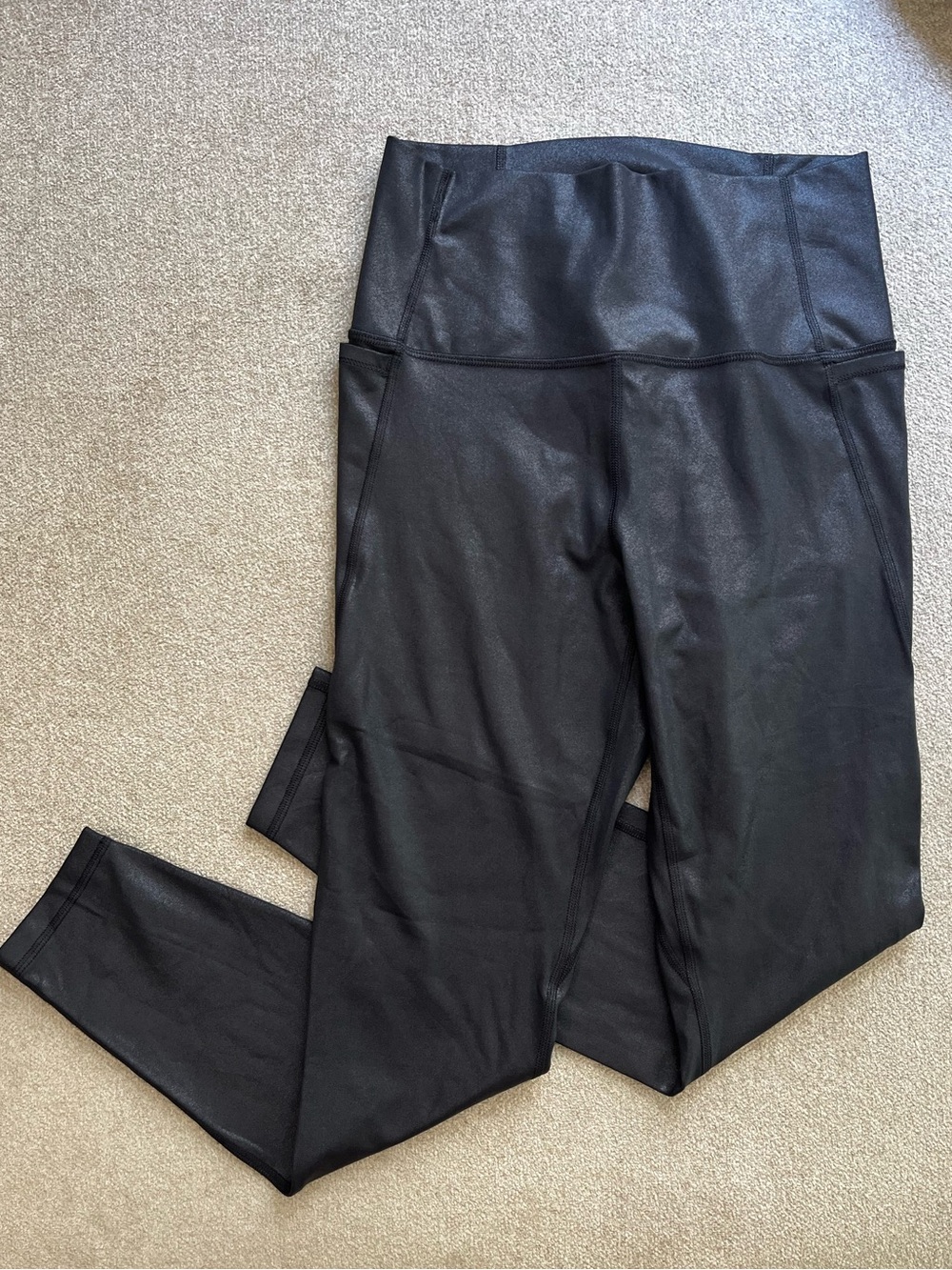 CRZ YOGA Shiny Black High-Rise Leggings